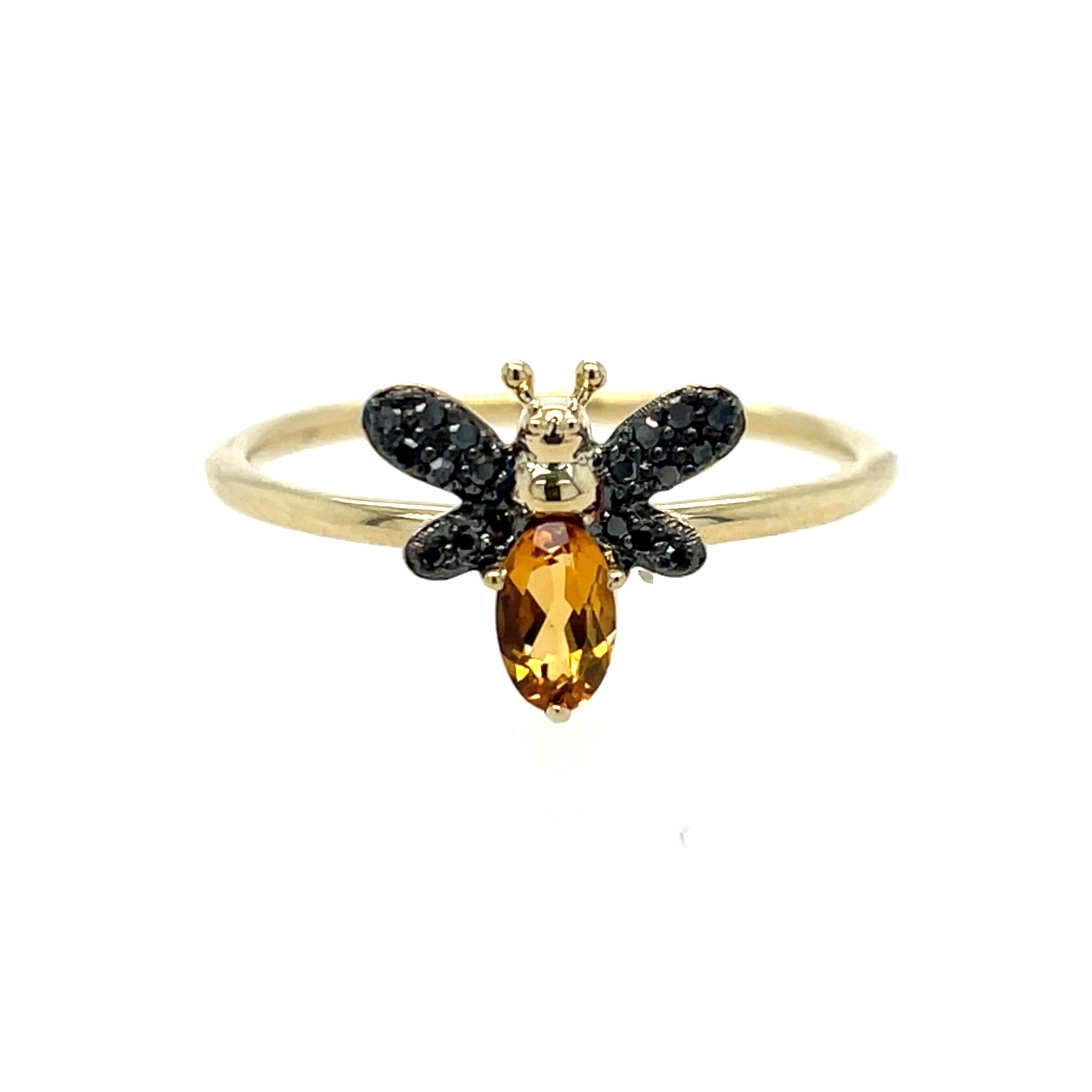 Yellow Gold Citrine and Diamond Insect Ring