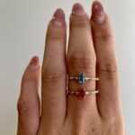 Yellow Gold Blue Topaz Ring with Diamonds