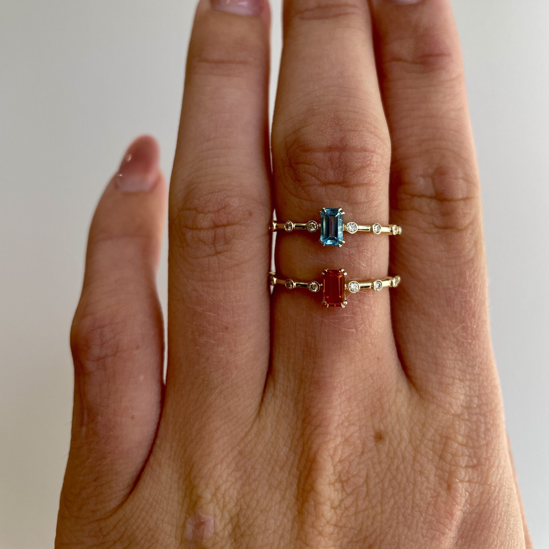 Yellow Gold Blue Topaz Ring with Diamonds