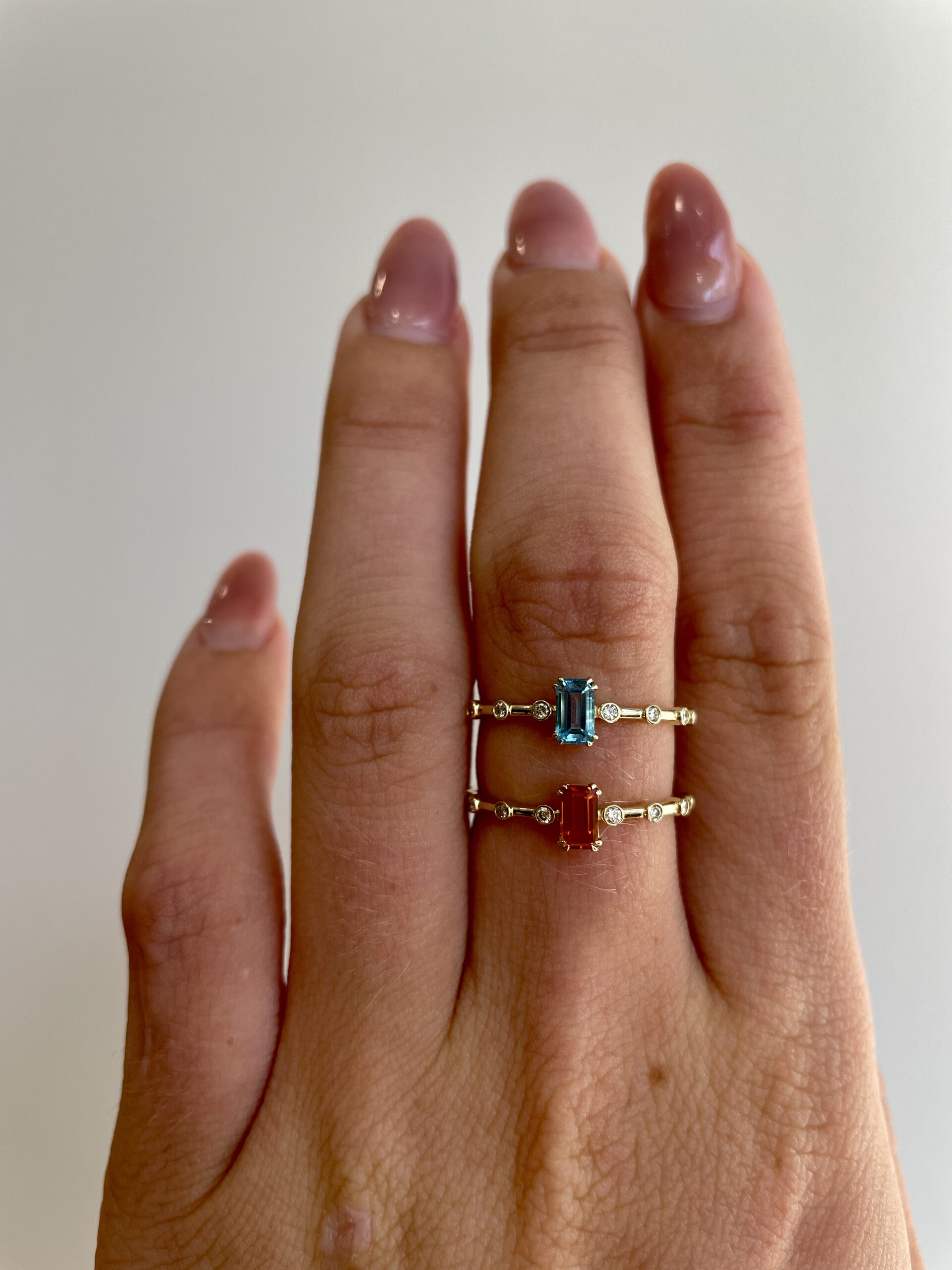 Yellow Gold Blue Topaz Ring with Diamonds