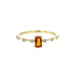 Yellow Gold Citrine Ring with Diamonds