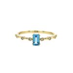 Yellow Gold Blue Topaz Ring with Diamonds