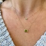 Yellow Gold Peridot Necklace with Diamonds