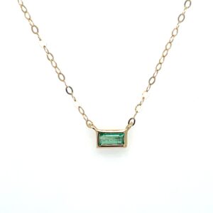 Yellow Gold Emerald Baguette Necklace