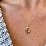 Yellow Gold Multi-Colored Sapphire Necklace with Diamonds