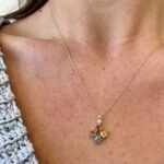Yellow Gold Multi-Colored Sapphire Necklace with Diamonds