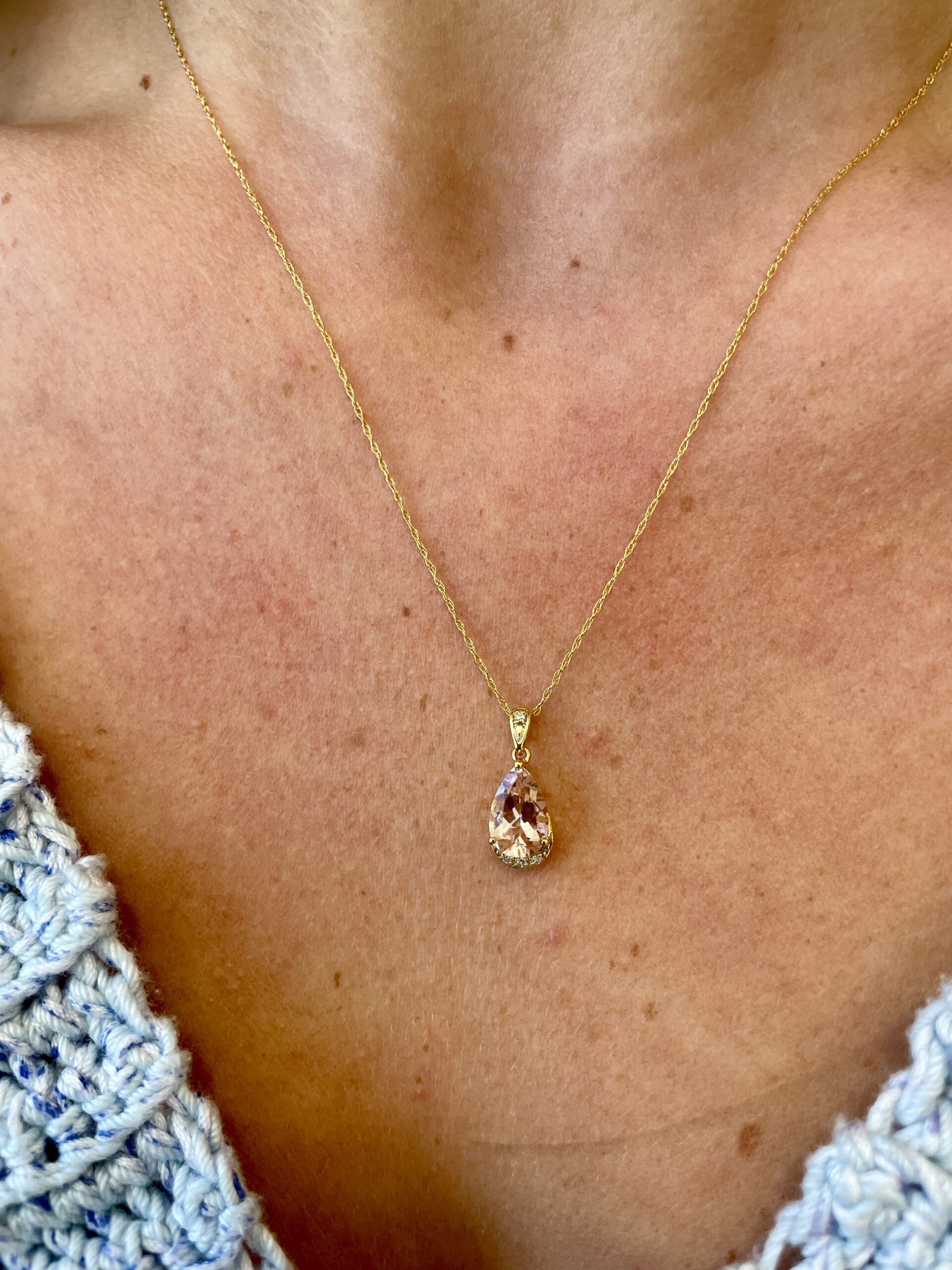 Rose Gold Morganite Necklace with Diamonds