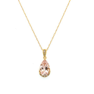 Rose Gold Morganite Necklace with Diamonds