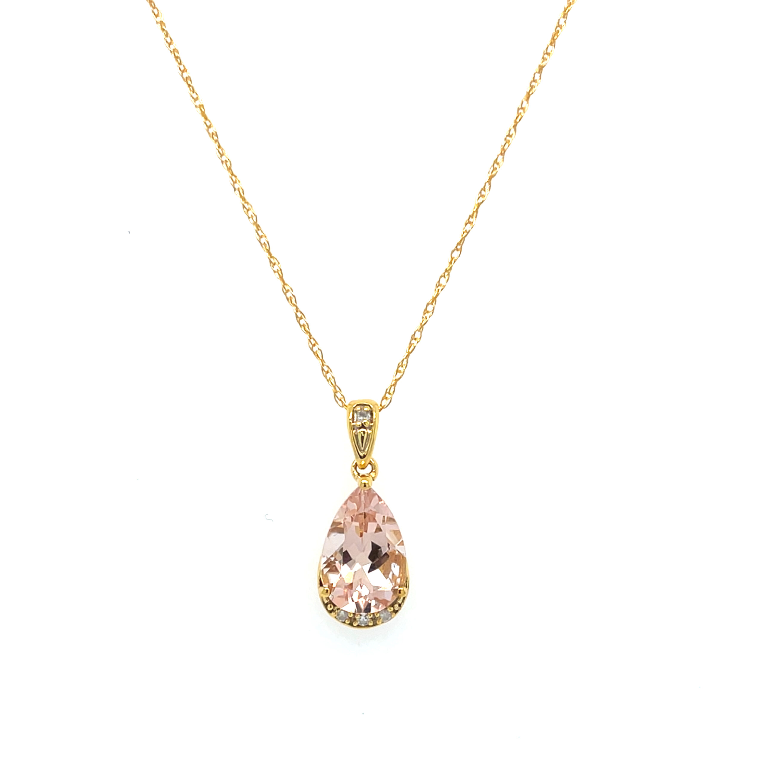Rose Gold Morganite Necklace with Diamonds