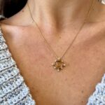 Estate: Yellow Gold Rutilated Quartz Necklace with Diamonds