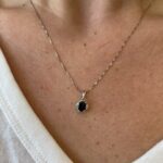 White Gold Sapphire Necklace with Diamonds