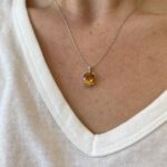 White Gold Citrine Pendant Necklace with Diamonds
