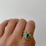 Yellow Gold Emerald, Diamond, & Multi-Colored Sapphire Ring