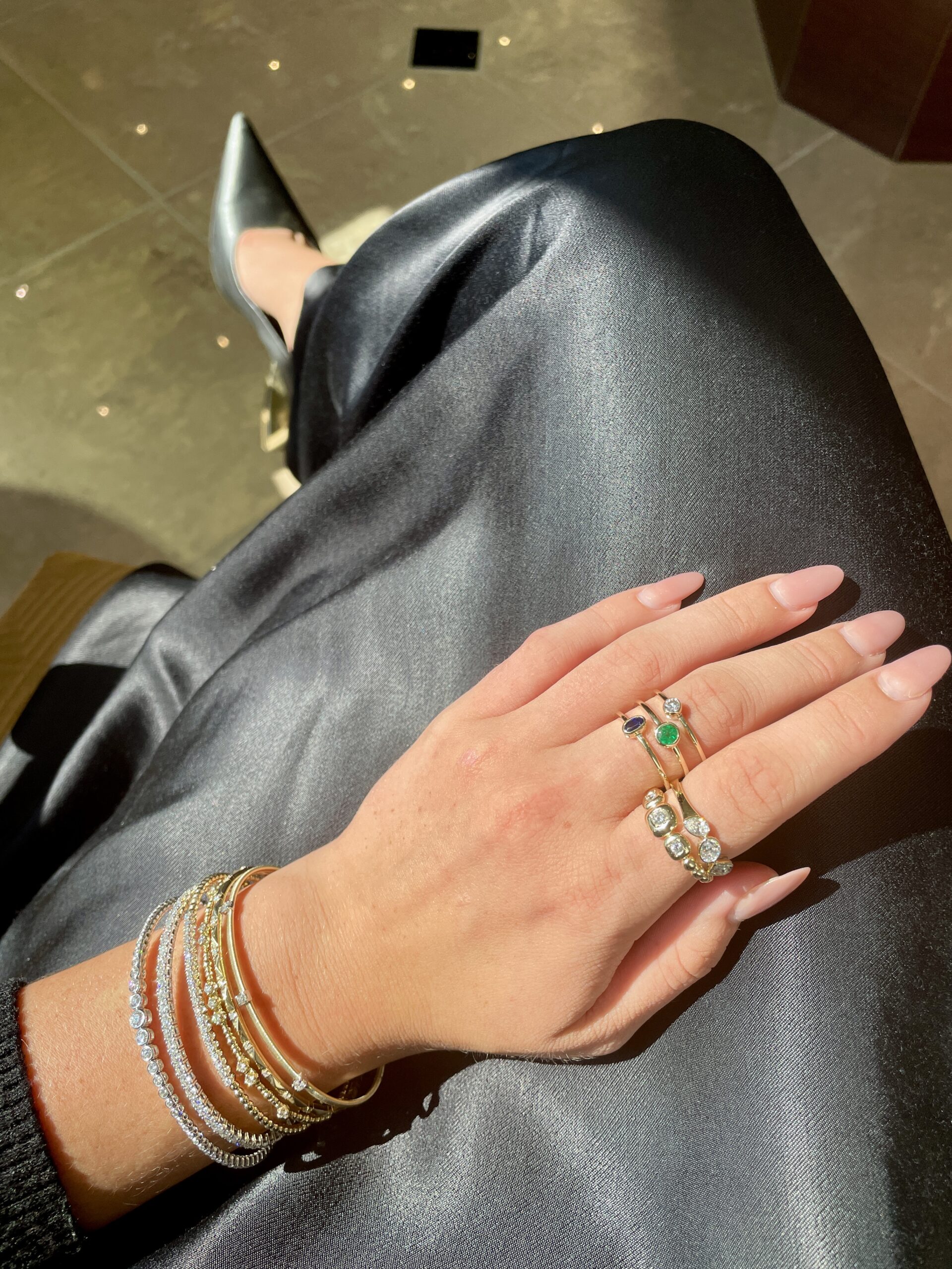 Yellow Gold Emerald, Sapphire, & Diamond Ring