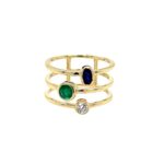 Yellow Gold Emerald, Sapphire, & Diamond Ring