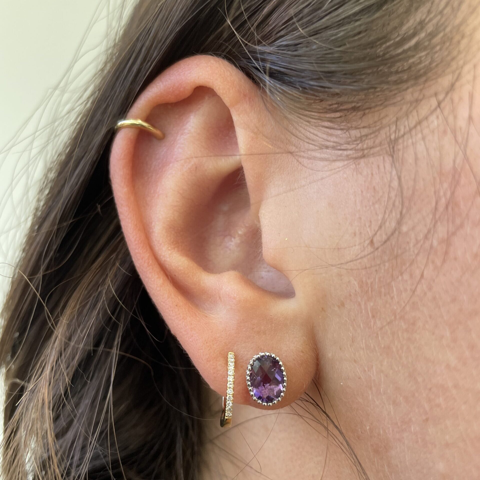 White Gold Amethyst Stud Earrings