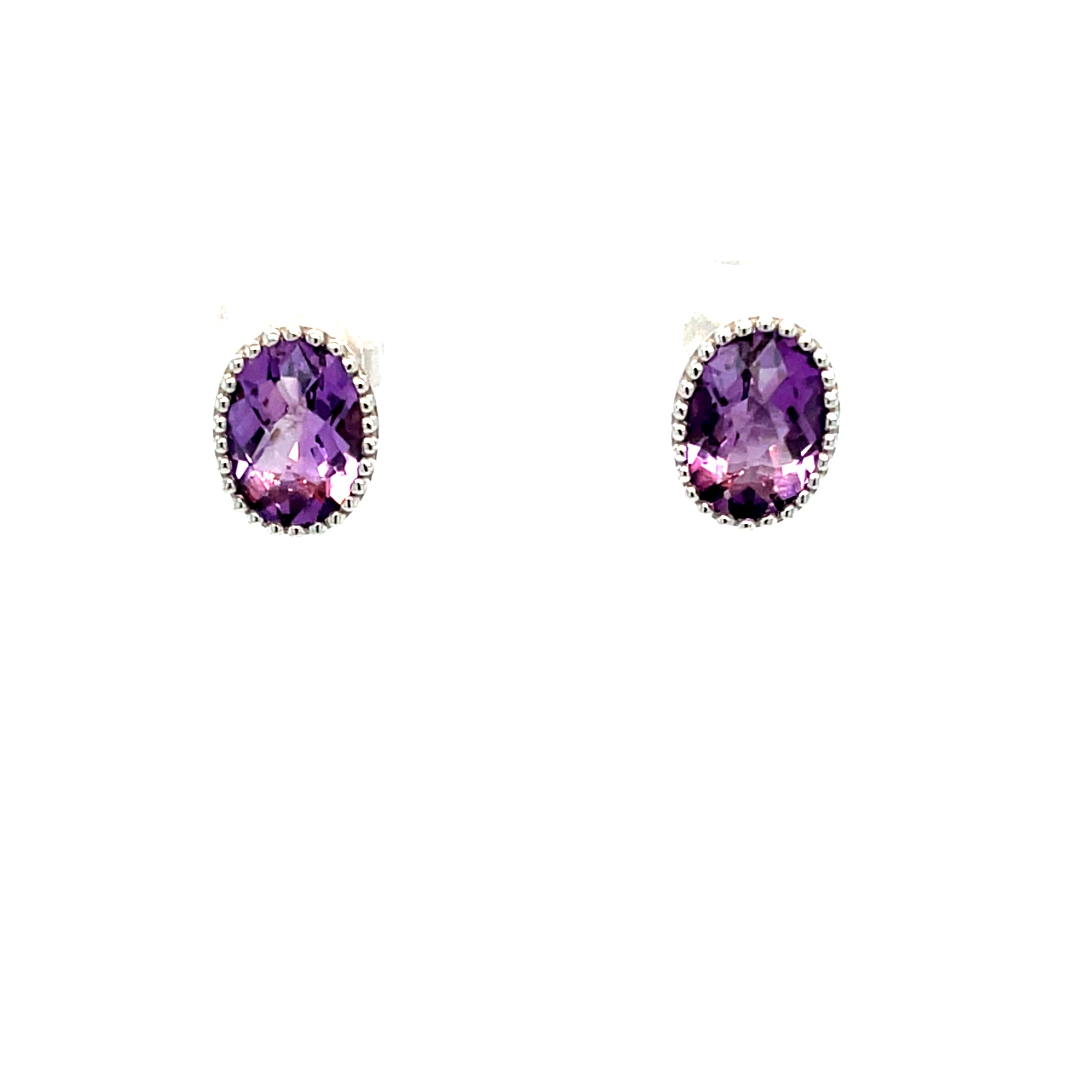 White Gold Amethyst Stud Earrings