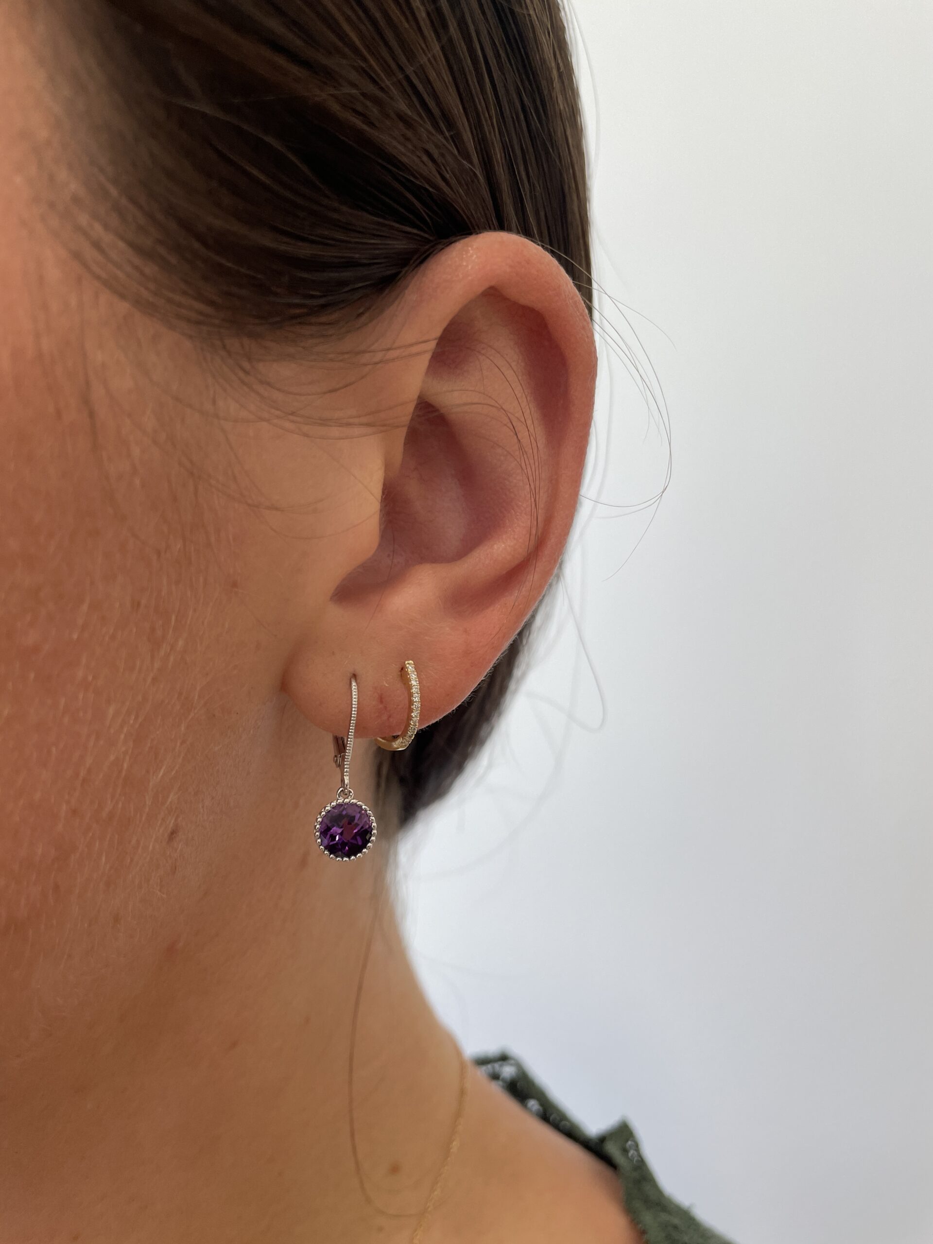 White Gold Amethyst Earrings