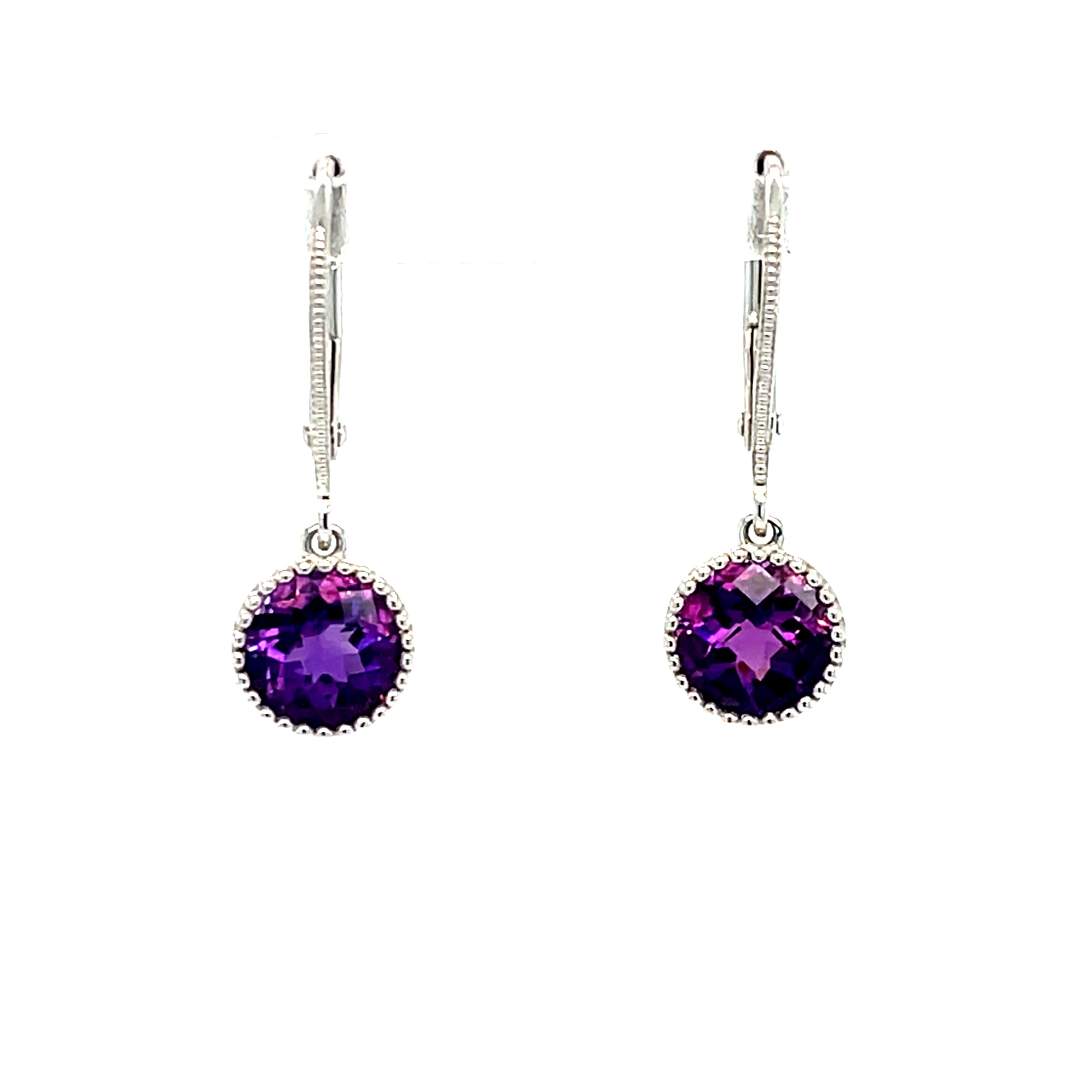 White Gold Amethyst Earrings