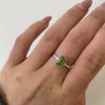 White Gold Peridot Ring with Diamonds