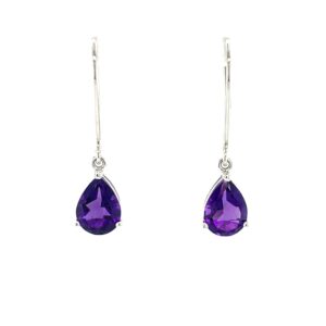White Gold Amethyst Earrings