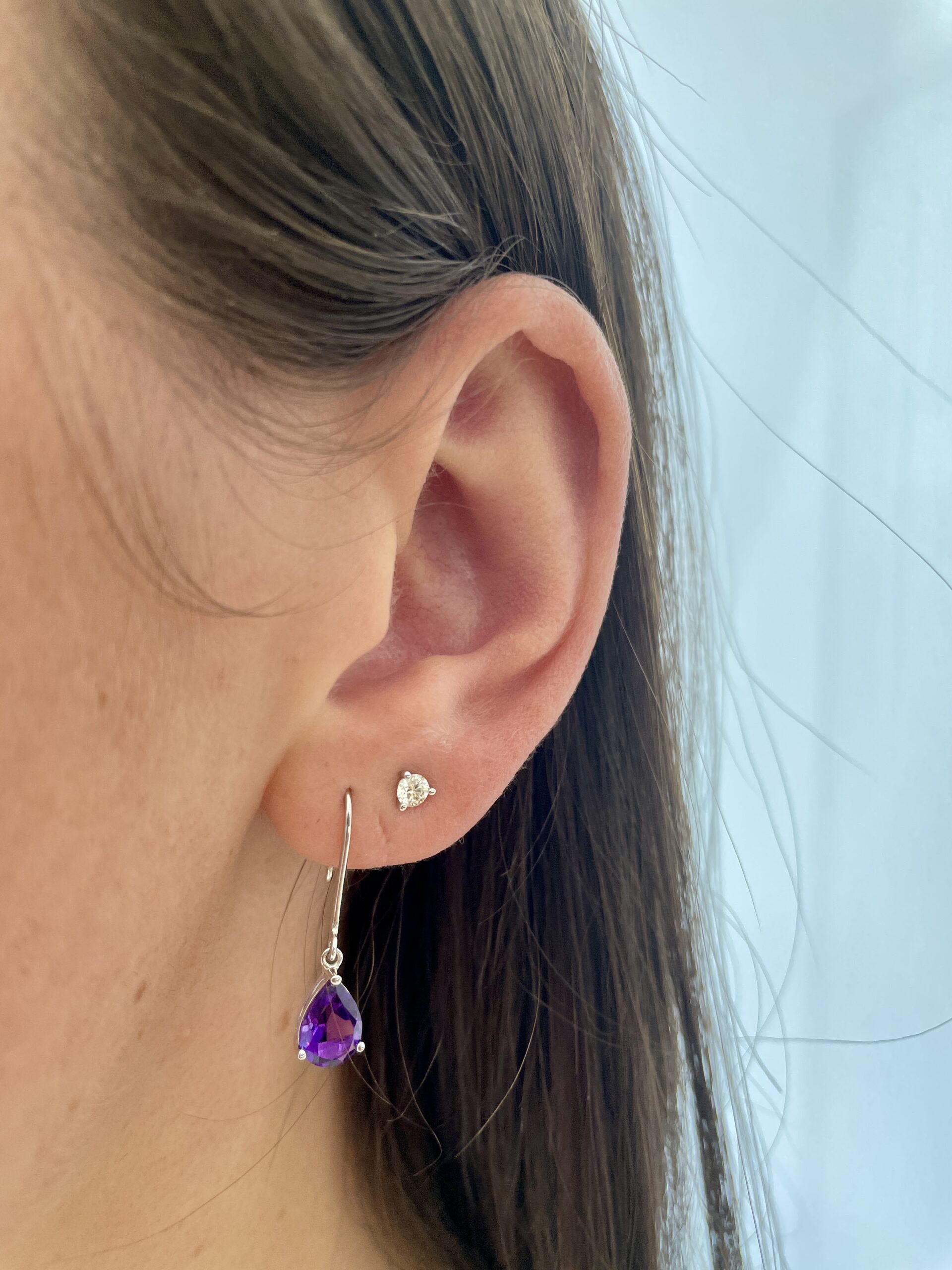 White Gold Amethyst Earrings