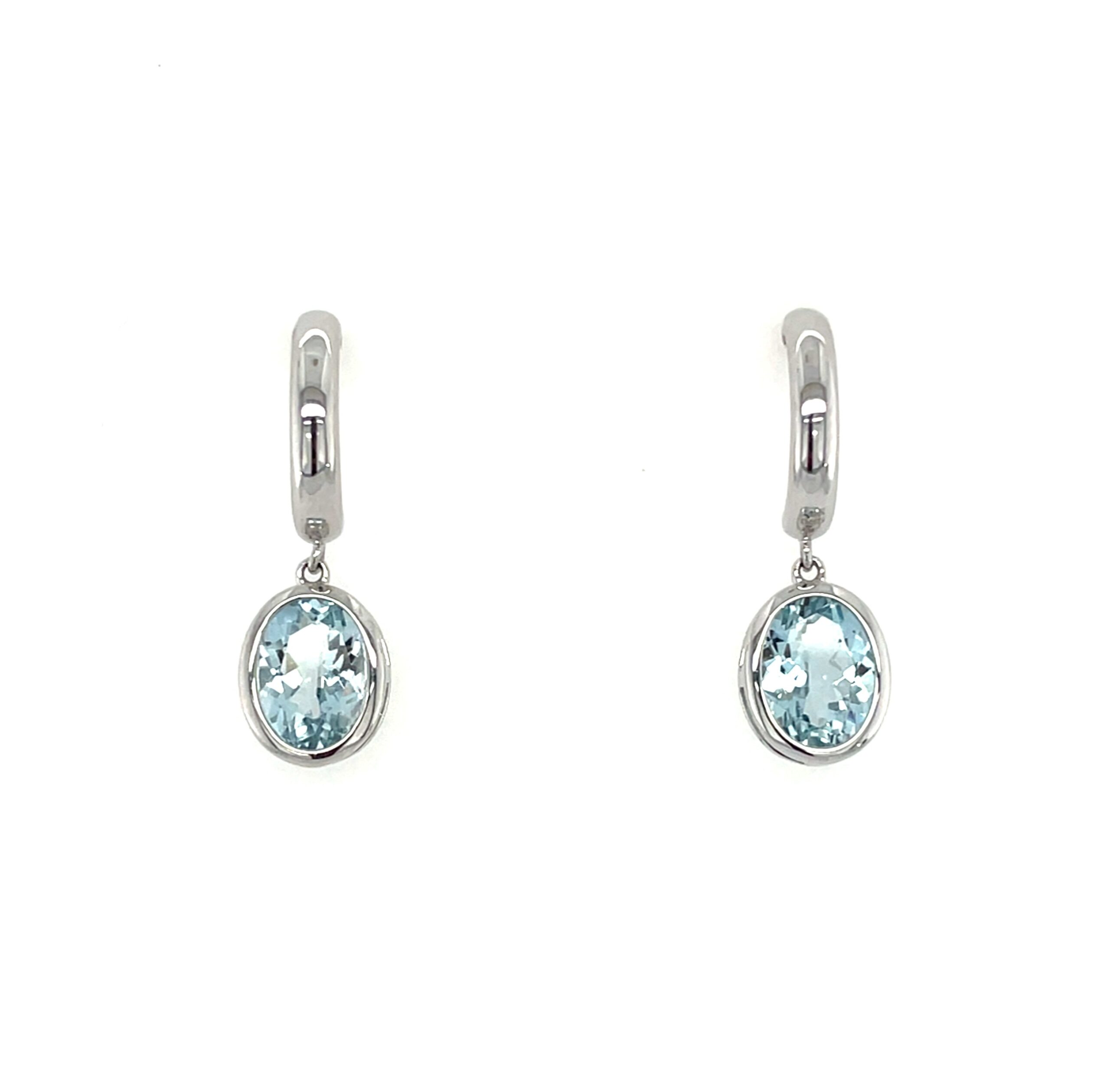 White Gold Aquamarine Drop Earrings
