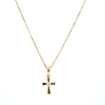 Yellow Gold Cross Necklace with Diamond Accent