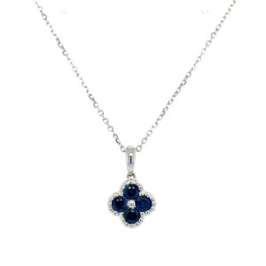 White Gold Quatrefoil Sapphire Necklace