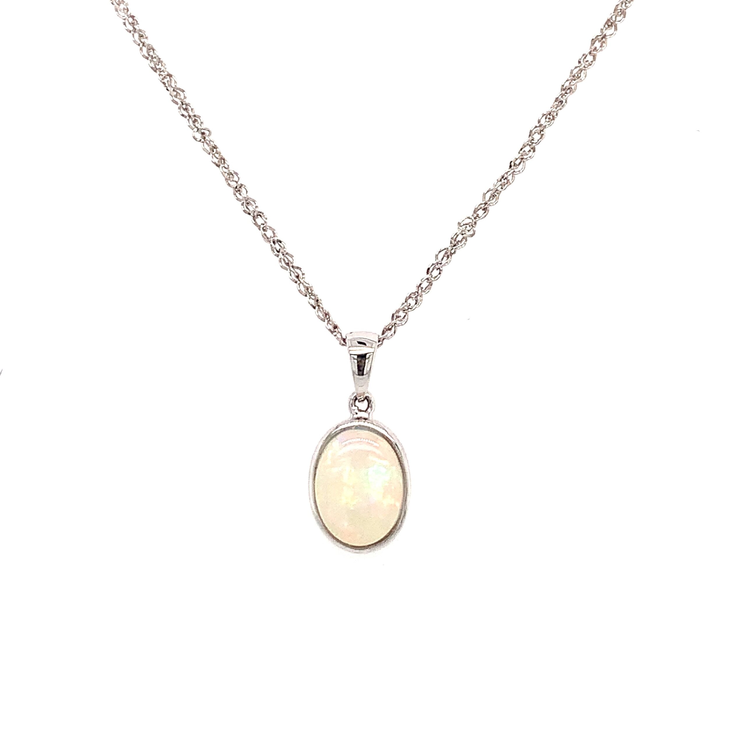 White Gold Opal Necklace