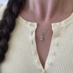 White Gold Aquamarine Pendant Necklace with Diamonds