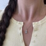 White Gold Aquamarine Pendant Necklace with Diamonds