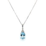 White Gold Aquamarine Pendant Necklace with Diamonds
