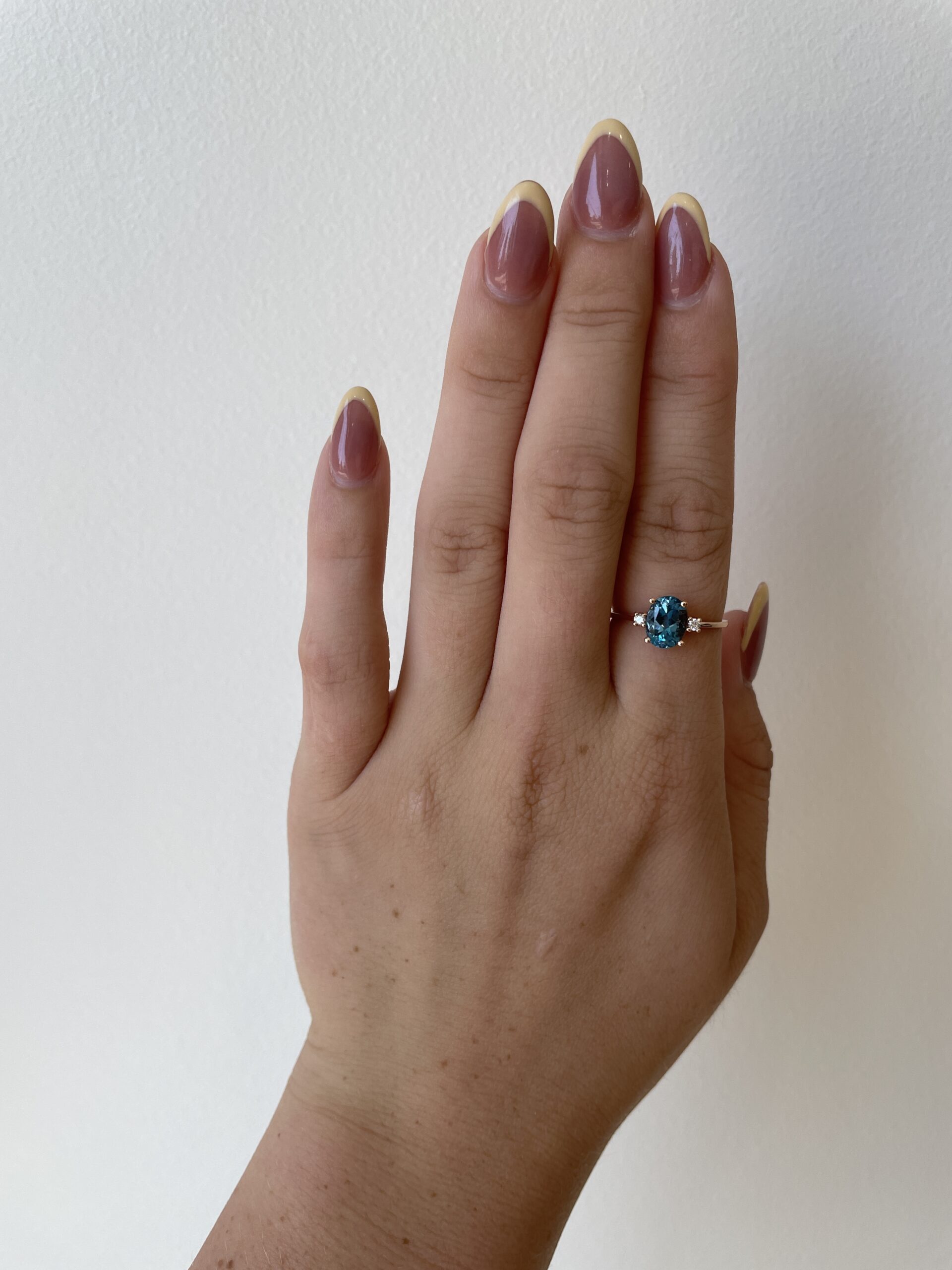 Rose Gold London Blue Topaz Ring with Diamonds