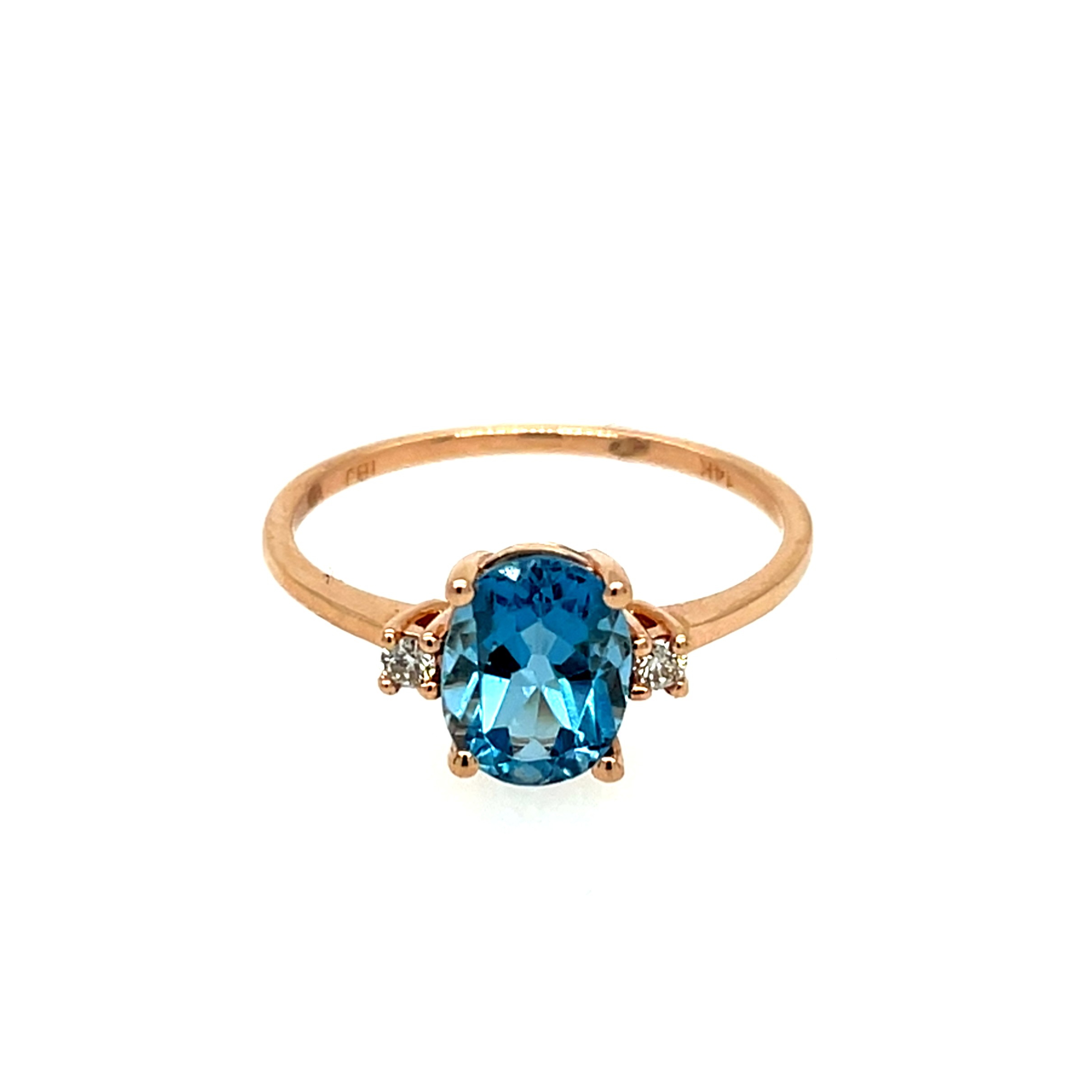 Rose Gold London Blue Topaz Ring with Diamonds