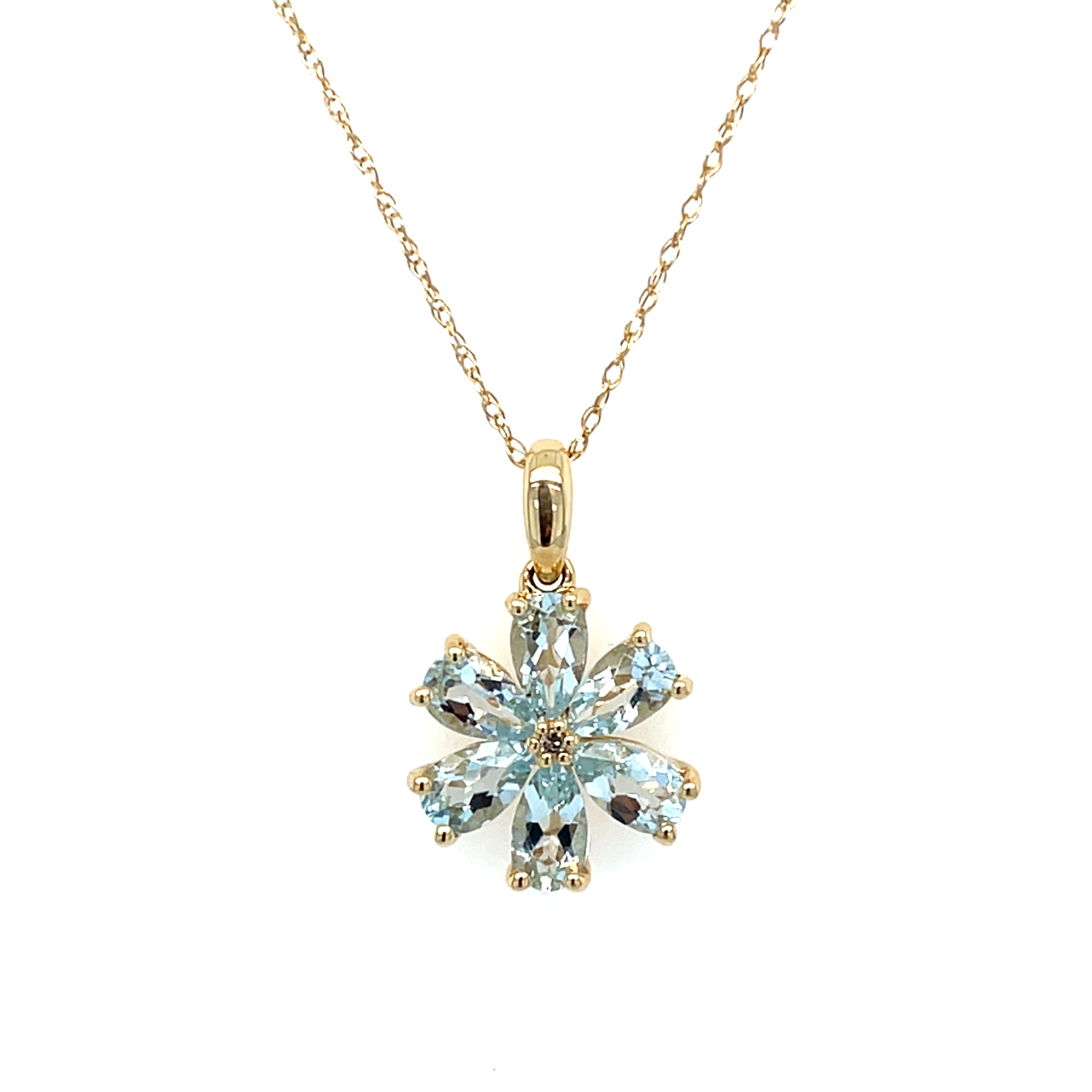 Yellow Gold Aquamarine Necklace
