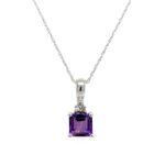 White Gold Amethyst Necklace with Diamonds