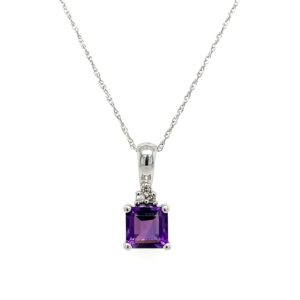 White Gold Amethyst Necklace with Diamonds
