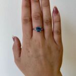 White Gold Blue Topaz Ring with Diamonds