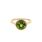 Yellow Gold Peridot Ring with Diamonds