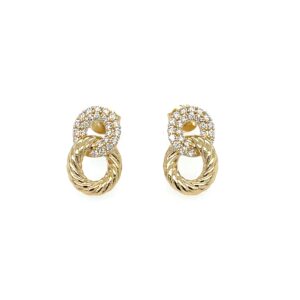 Yellow Gold Braided Diamond Earrings