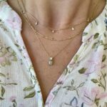 Yellow Gold Dangle Diamond Station Necklace