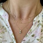 Yellow Gold Dangle Diamond Station Necklace
