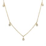 Yellow Gold Dangle Diamond Station Necklace