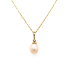 Yellow Gold Freshwater Pearl Drop Necklace