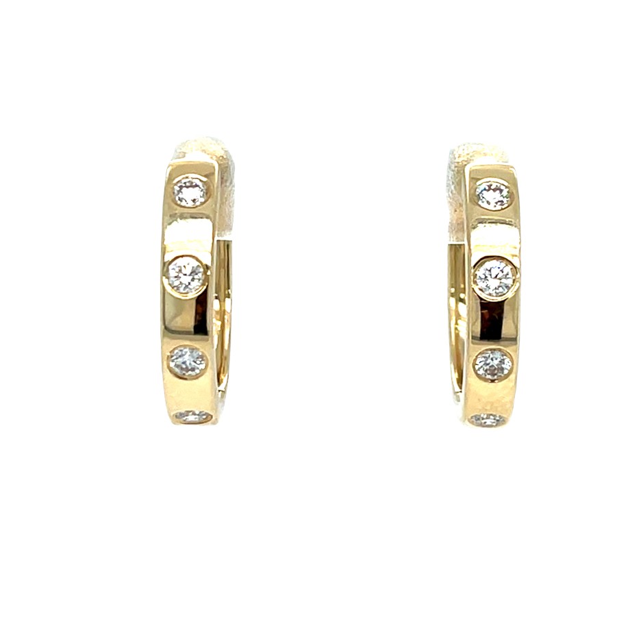 Yellow Gold Hoop Earrings With Diamonds