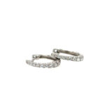 White Gold Huggie Hoop Earrings With Diamonds