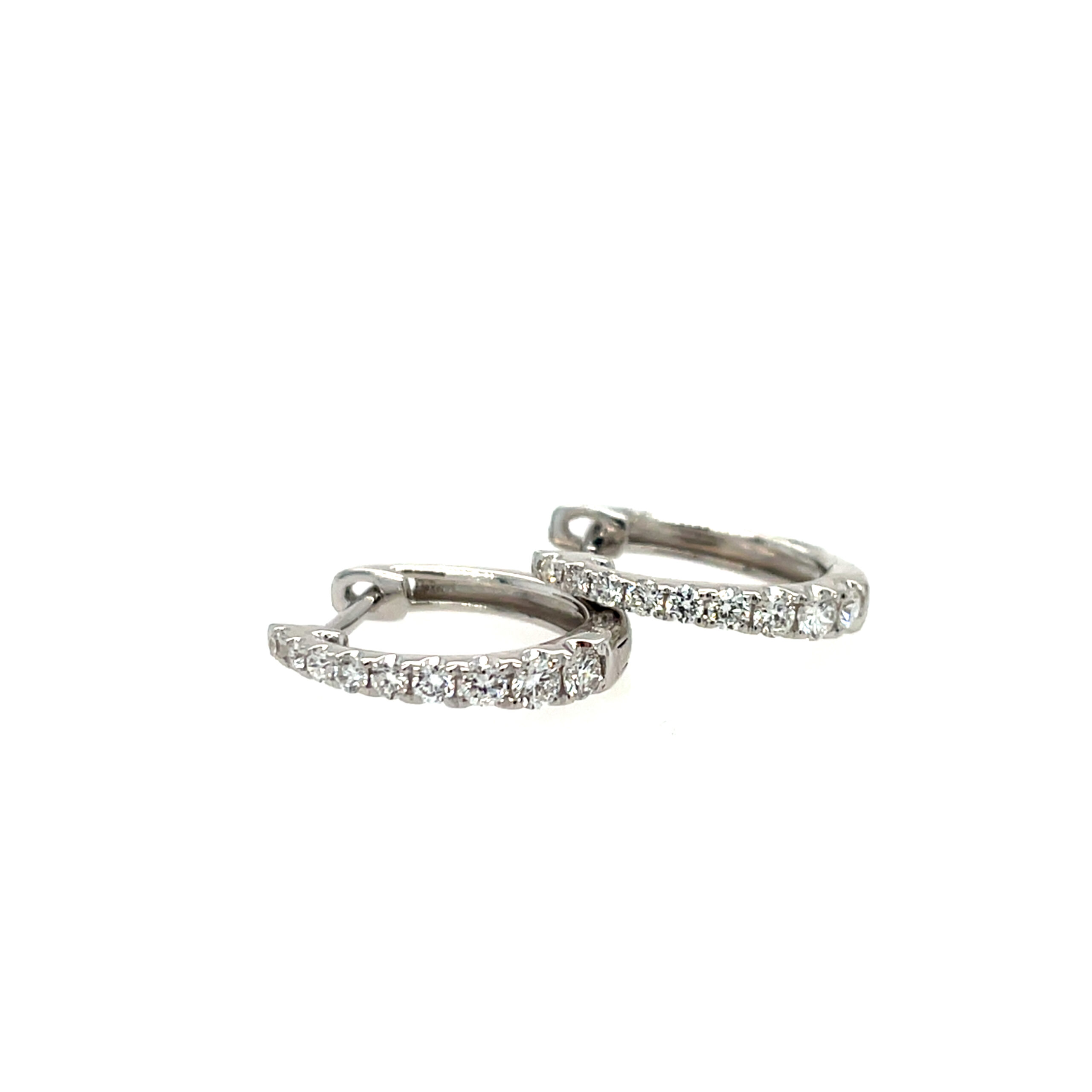 White Gold Huggie Hoop Earrings With Diamonds