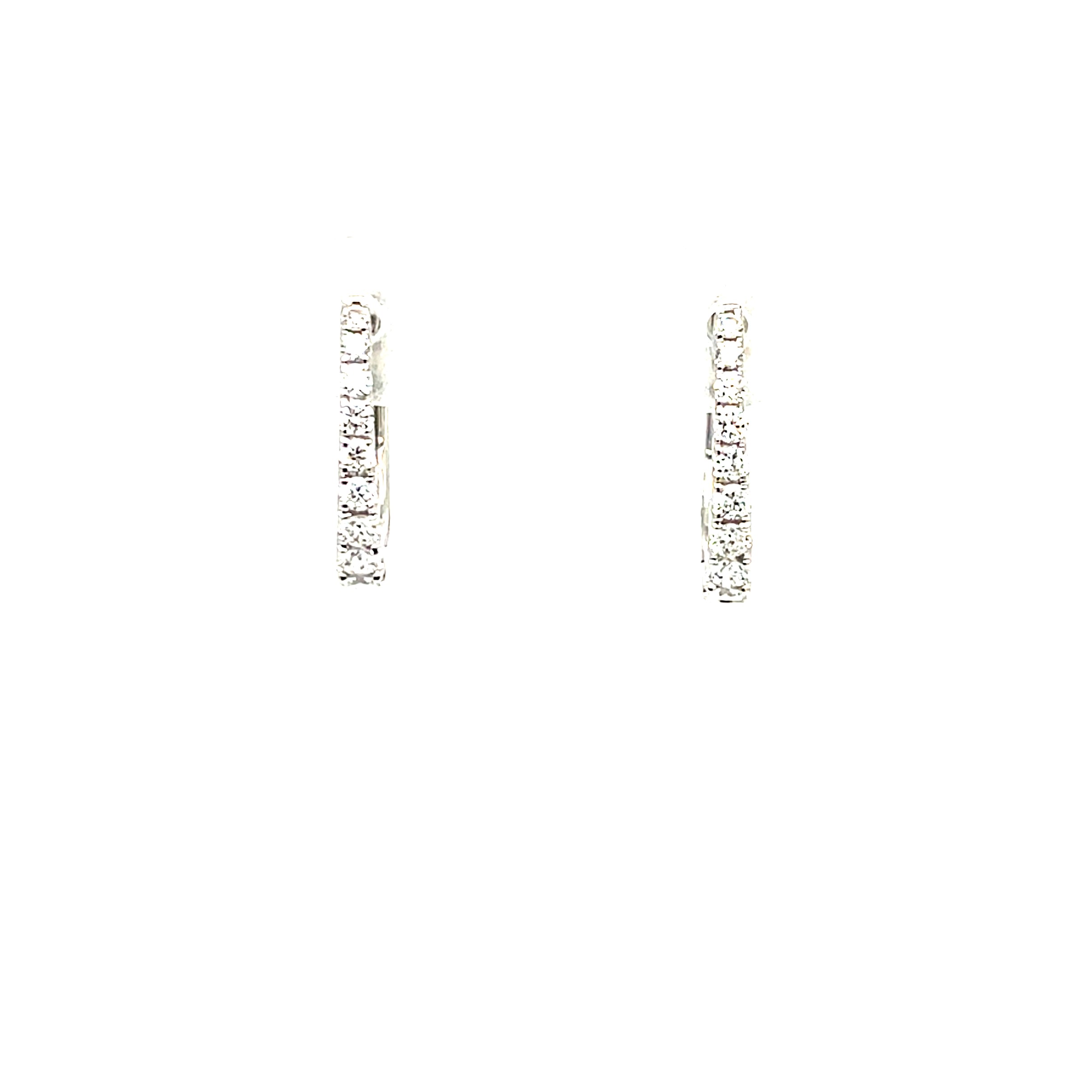 White Gold Huggie Hoop Earrings With Diamonds