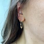 Yellow Gold Hoop Earrings With Bezel-Set Station Diamonds